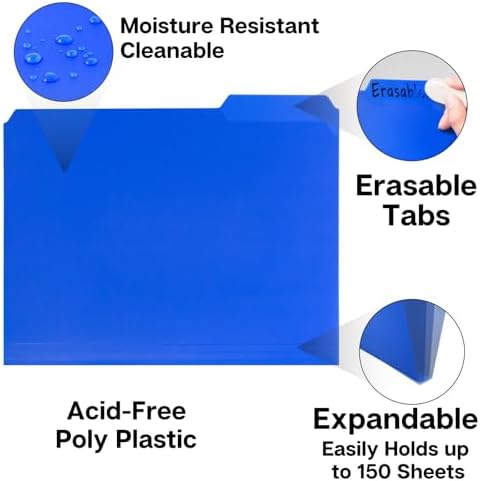 Dunwell Plastic Colored File Folders, 1/3 Tab, Letter Size, 24 Pack - Image 4