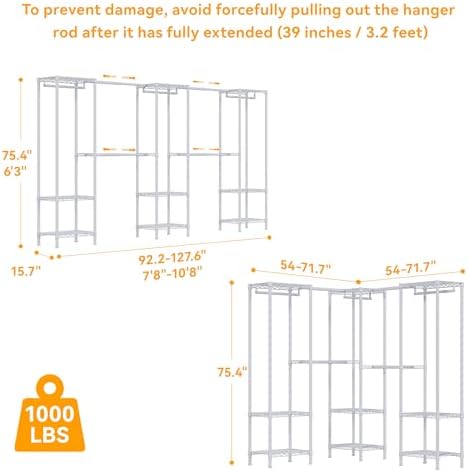 Higeego H11 Heavy Duty Clothes Rack White Clothing Rack for Hanging Clothes - Image 5