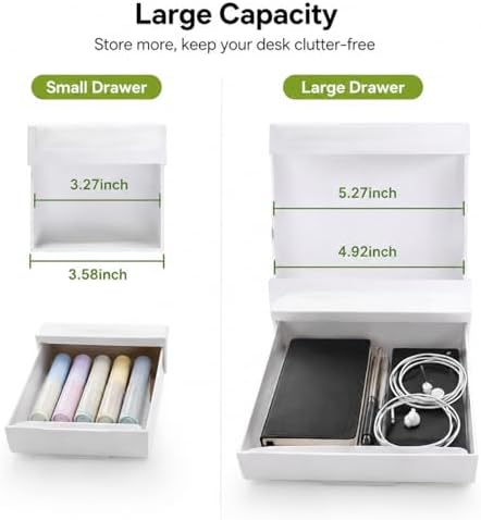 YOOUSOO Under Desk Drawer Organizer, 2 Pack Self Adhesive Slide Out Desk Storage Drawers, Hidden Desk Drawer Attachment for Pens, Notes, Cables, Earbuds and Small Office Accessories - Image 5
