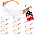 BISON LIFE Clear/Orange Safety Glasses for Men & Women, ANSI Z87.1, 12 Pack by BisonLife