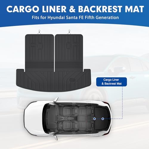 Mixsuper Cargo Liner for Hyundai Santa FE 2024-2026, Trunk Mat with Backrest Mat TPE All Weather Rear Cargo Mat Back Seat Protector Non-Slip Waterproof Accessories - Image 2