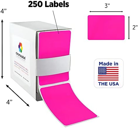 ChromaLabel Colored Labels, 2 x 3 Inch Fluorescent Pink, 250/Box - Image 2
