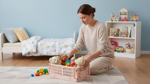 4 Pack Pastel Crates for Storage, Plastic Folding Basket, Colorful Small Storage Containers for Bedroom Office Classroom Bathroom Desktop Drawer Organizer Decor (9.8x6.5x3.8inch) - Image 6