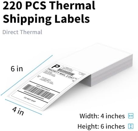 KNAON 4x6 Thermal Shipping Labels - 220 Pack Fanfold, Direct Thermal Labels - Image 2