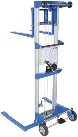 Vestil A-LIFT-S-EHP Aluminum/Steel Adjustable Straddle Manual Hand Winch Lift Trucks 350 Lb. Capacity Silver/Blue by Vestil