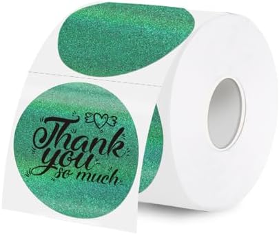2 Inch Holographic Thermal Labels,Green Round Thermal Printer Labels,Printable Round Thermal Printer Labels Self-Adhesive Direct Thermal Label(300 Labels/Roll Green) by Unknown