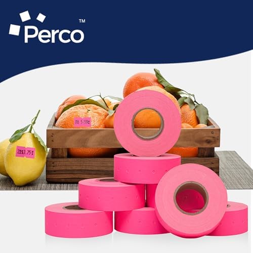 Perco 1 Line Fluorescent Pink Labels - 8,000 Blank Price and Date Gun Labels for Perco Lite, X, Plus and Pro 1 Line Price and Date Guns - 8 Rolls, 1 Sleeve - Made in USA - Image 6