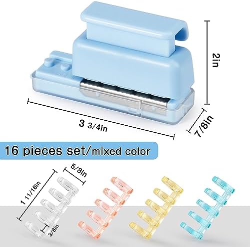 Mini 5-Hole Binding Machine - IMLIKE 5 Holes Binding Machine with 16 Loose-Leaf Binding Strips - Easy to Add or Remove Papers, 4 Sheets Capacity (A4/30 Holes, B5/26 Holes, A5/20 Holes) - Blue - Image 2