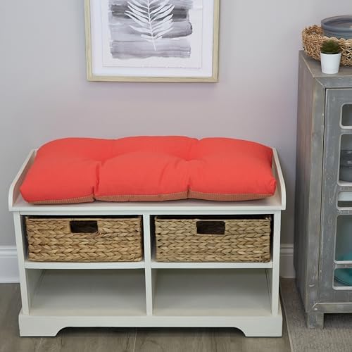 Klear Vu The Gripper Omega Non-Slip Tufted Bench Cushion for Indoor Furniture, Assembled in USA, Entryway Storage, Bay Window, Corner Nook or Piano Seat, 30 Inches, Solid Coral - Image 2
