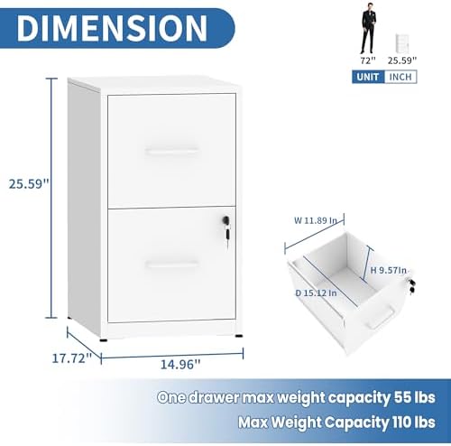 2 Drawer File Cabinet with Lock,Metal File Cabinet for Home Office - Image 3