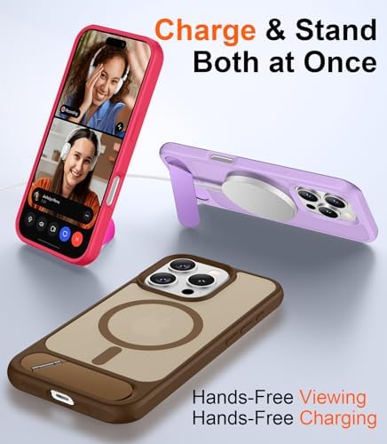 Temdan Magnetic Compatible with iPhone 16 Pro Case, [Built-in Invisible Kickstand][Compatible with MagSafe] [Military Grade Shockproof] Slim Translucent Matte Phone Case for iPhone 16 Pro 6.3" - Image 3