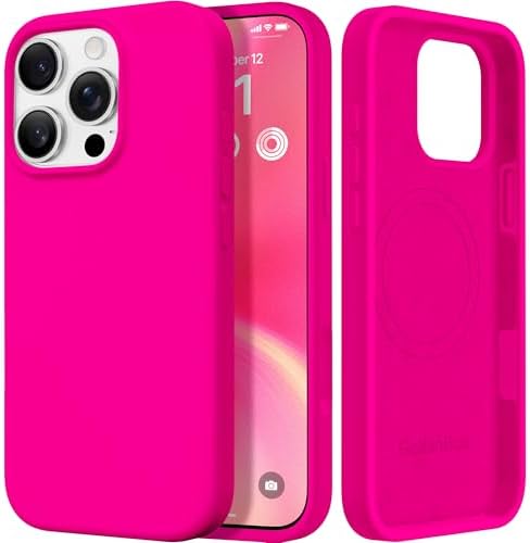 GolbinBox Magnetic for iPhone 16 Pro Max Case, Silicone Cover, Neon Pink by GolbinBox