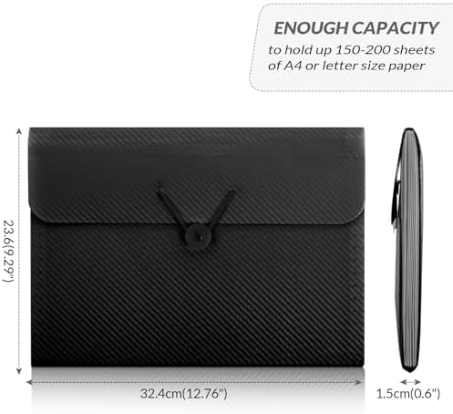 SKYDUE Expanding File Folder with 7 Pockets, Accordion File Organizer, Folders for Documents, Portable Receipt Paper Organizer, Letter Size Filing Folder School Office Supplies, Black - Image 3
