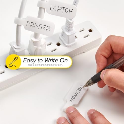 Wrap-It Storage Cable Labels - Medium, White (30-Pack) Write On Cord Labels, Wire Tags for Cable Management and Organizer for Electronics, Computers and More - Image 3