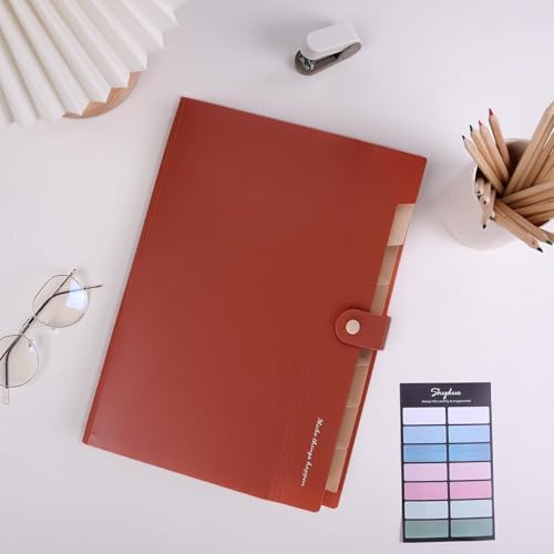 SKYDUE File Folder with Labels, Accordion File Organizer with 8 Pockets, Portable Document Organizer, A4 Letter Size, Paper Organizer for Office, Brown - Image 3