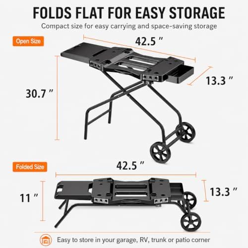Hisencn 42.5" x 13.3" Outdoor Foldable Grill Stand for Ninja Woodfire Grill - Image 2