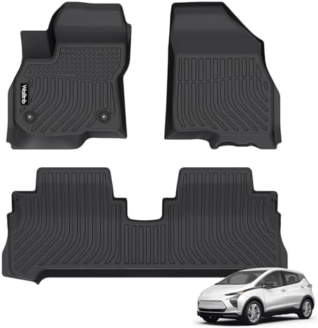 All Weather Floor Mats Custom for Chevrolet Bolt EV 2017-2024 Protection TPE Rubber Waterproof Non-Slip Durable Floor Liners Fits Front& 2nd Row Chevy Bolt EV Full Set Black Accessories by Wailtnb