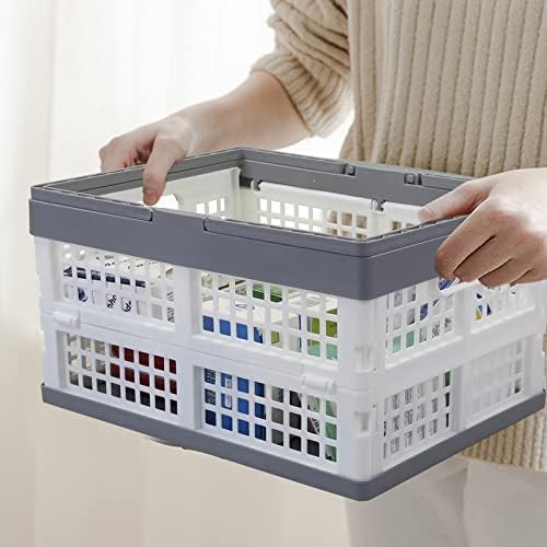 Teyyvn 2-Pack Collapsible Crate with Handle, Grocery Shopping Baskets - Image 5