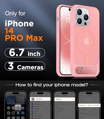 Temdan Magnetic Compatible with iPhone 14 Pro Max Case, [Built-in Invisible Kickstand][Compatible with MagSafe] [Military Grade Shockproof] Slim Translucent Matte Phone Case for iPhone 14 Pro Max 6.7" - Image 2