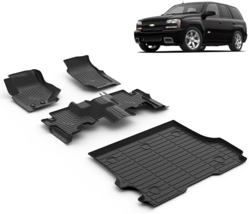 Floor Mats & Cargo Liner for 2009 2008 2007 2006 2005 2004 2003 2002 Chevy Trailblazer All Weather Car Mats Chevrolet Trailblazer Floor Mats-Black by VOUKIY