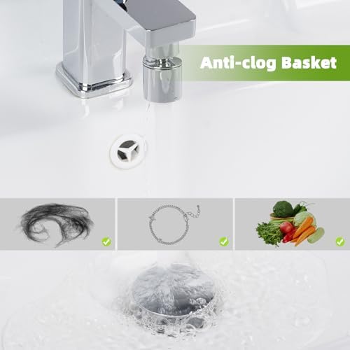Universal Bathroom Sink Drain Stopper Strainer, Big Cover, Chrome - Image 3