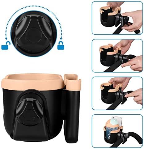 Accmor Stroller Cup Holder with Phone Holder, Bike Cup Holder, Universal Cup Holder for Uppababy Nuna Doona Strollers, 2-in-1 Cup Holder for Walker, Wheelchair, Scooter - Image 5