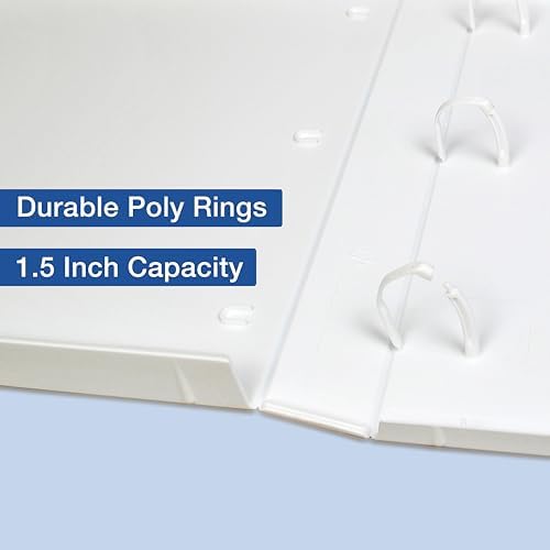 UniKeep 3 Ring View Binder - Binder Case is Fully Enclosed - Available in White, Clear, or Black and in Different Spine Sizes (Pack of 3, White, 1.5 Inch) - Image 4