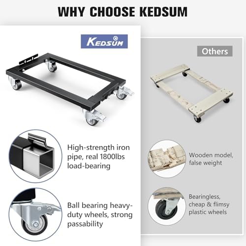 KEDSUM Industrial Mover Dolly with Sturdy Steel Frame, 1800LBS - Image 3