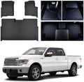 Floor Mats for Ford F-150 SuperCrew/Crew Cab 2010-2014, All-Weather Custom Fit, Front & 2nd Row, 3-Piece Set, Bucket Seats Black by SANBAN-AXE