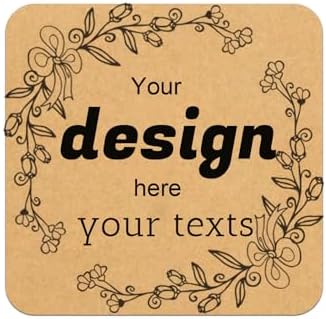 Custom Stickers Personalized Square Kraft Paper Sticker Customizable Floral Wreath Labels, Stickers for Mason Jars, Wedding Favors, Gift Tags, Party Packaging (Style 4) by Jamipasp