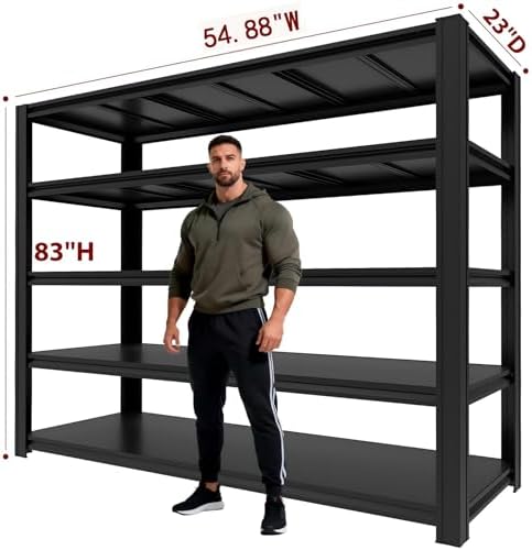 5,000 lbs Heavy-Duty Storage Shelves, 5-Tier Garage Shelving, Adjustable Shelving Units, Industrial Shelving, for Garage Storage, Garage Storage Shelves (84H*55.03W*24D) - Image 3