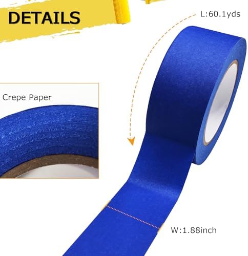 SmaringRobot Premium Blue Painters Tapes, Paint Tape, No Residue & Easy Removal, Painting Tape for Painter, DIY Paper Arts & Crafts, Spraying Drywall Paint, 12PCS 1.88 Inches x 60.1 Yd Painter's Tape - Image 2