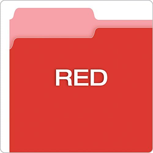 Pendaflex Two-Tone Color File Folders, Letter Size, Red, 1/3 Cut, 100 per Box (152 1/3 RED)(Pack of 5) - Image 4