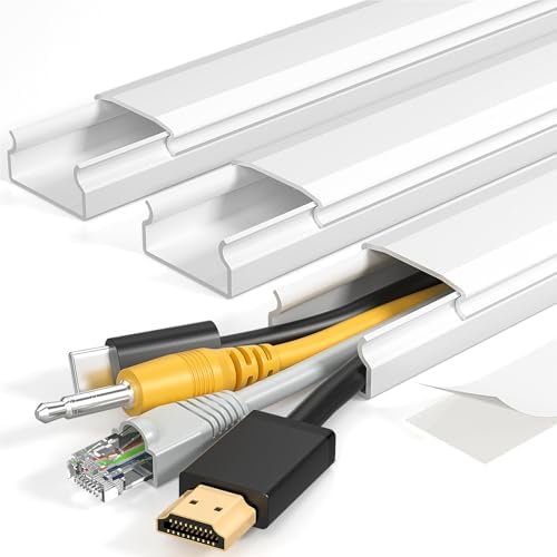 Yecaye TV Cord Hider, 42in Cord Cover Wall Mounted, W1.18in H0.6in, White by Yecaye