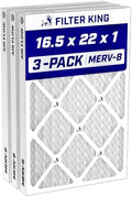 Filter King 16.5x22x1 Air Filter MERV 8, AC Furnace Filters (3-Pack) by FilterKing