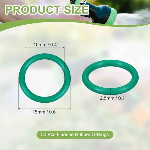 50pcs Fluorine Rubber O-Rings 15mmODx10mmIDx2.5mmW FKM Seal Gasket - Image 2