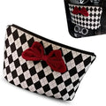 Car Between-Seat Storage Bag, Argyle Pattern Bowknot Decor Car Console Organizer for Grocery Personal Item, Universal for Most Car Models (Black & White) by Unknown