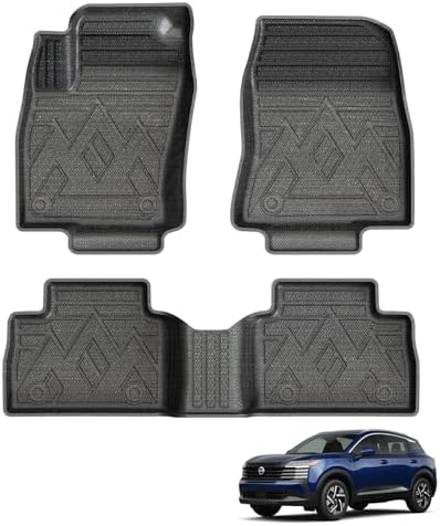 Powerty Floor Mats for Nissan Kicks 2025 2026 All Weather 3D TPE Anti-Slip Car Liners for 1st & 2nd Row Accessories by Powerty