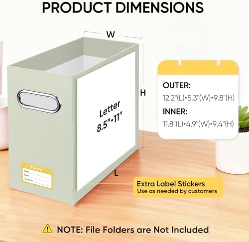 BALEINE 2PK File Organizer Box, Cardboard File Folder Organizer with Handle - Image 3