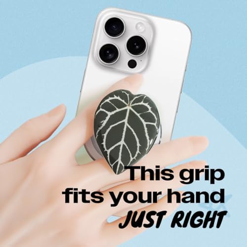 OnTheGrip Compatible with Magsafe Magnetic Cute Acrylic Tropical Leaf Design Collapsible Mobile Phone Grip Stand Holder for Smartphone Tablet Cell Phone Accessory (Crystallinum Dark) - Image 2