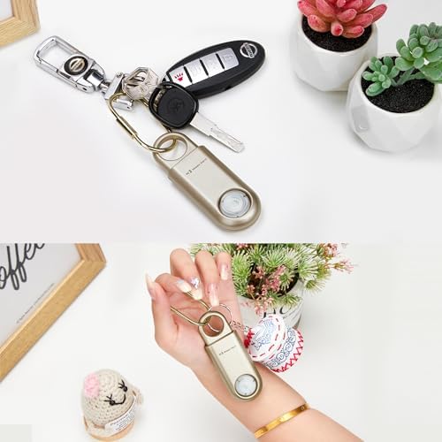 130db Personal Safety Alarm with Ultra Bright Strobe Light. Gold - Image 2