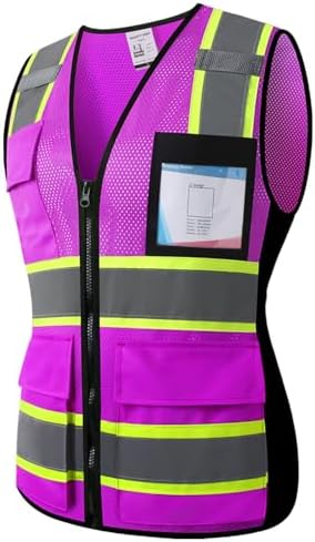 Hi Vis Reflective Safety Work Vest for Women,KZW,Purple,M by Kazsaifo
