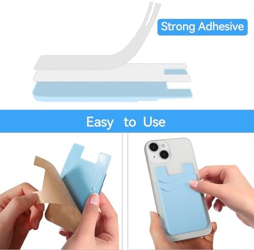SS Card Holder for Phone Case - Silcone Stick On Credit Card Phone Wallet for Men & Women, Ultra-Thin & Portable, Compatible with iPhone/Android/Samsung Galaxy, Holds Cards & Cash, Hands-Free (5 pack) - Image 4