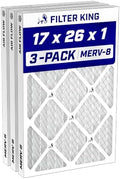 Filter King 17x26x1 Air Filter MERV 8, AC Furnace Filters (3-Pack) by FilterKing