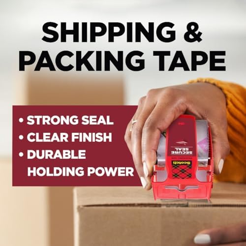 Scotch Ultra Clear Packaging Tape, 2 Rolls Clear Packing Tape with Handheld Dispensers, 1.88 in x 800 in (22.2 yd), Transparent Box Sealing Tape for Shipping, Moving, Mailing and Storage Boxes - Image 2