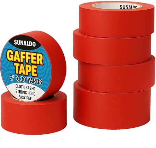 Gaffers Tape (2" x30 Yards) Heavy Duty, No Residue (6 Pack Red) by Unknown