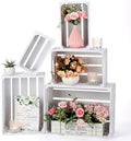 Soaoo 5 Pcs Decorative Nesting Wooden Crates with Handle, Vintage White by Soaoo