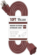 YOJOE Indoor Outdoor Extension Cord, 3 Prong 13A Weatherproof Power Cord, 16 Gauge Heavy Duty 10 ft Brown Extension Cord for Garage, Garden and Home, 16/3 SJTW UL Certified by YOJOE