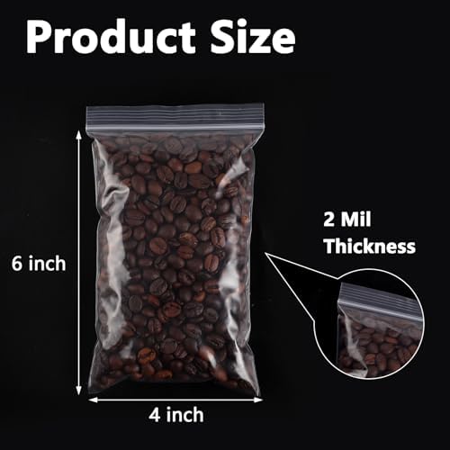 200 Count 4 x 6 Inch Clear Resealable Poly Bags, 2 Mil Small Zip Bags - Image 2