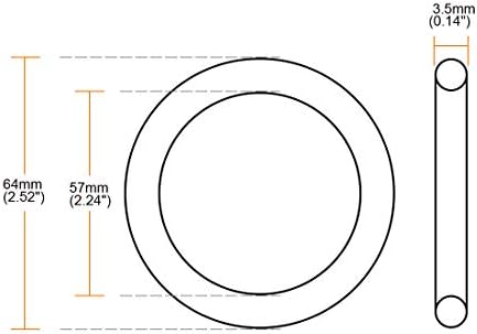 uxcell Nitrile Rubber O-Rings 64mm OD 57mm ID 3.5mm Width, Metric Sealing Gasket, Pack of 5 - Image 3